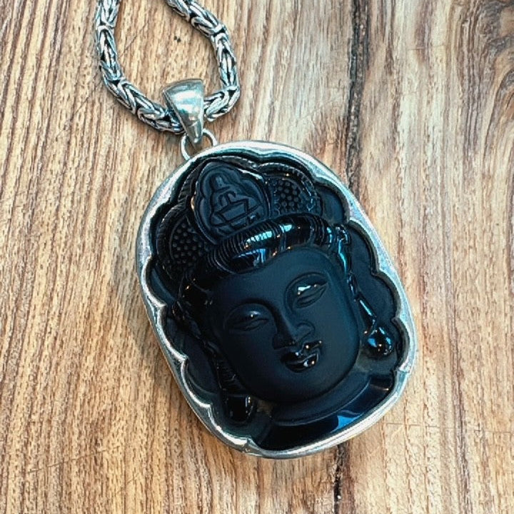Beautiful Obsidian Budda Pendant