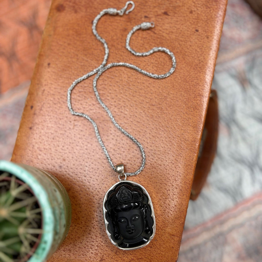 Beautiful Obsidian Budda Pendant