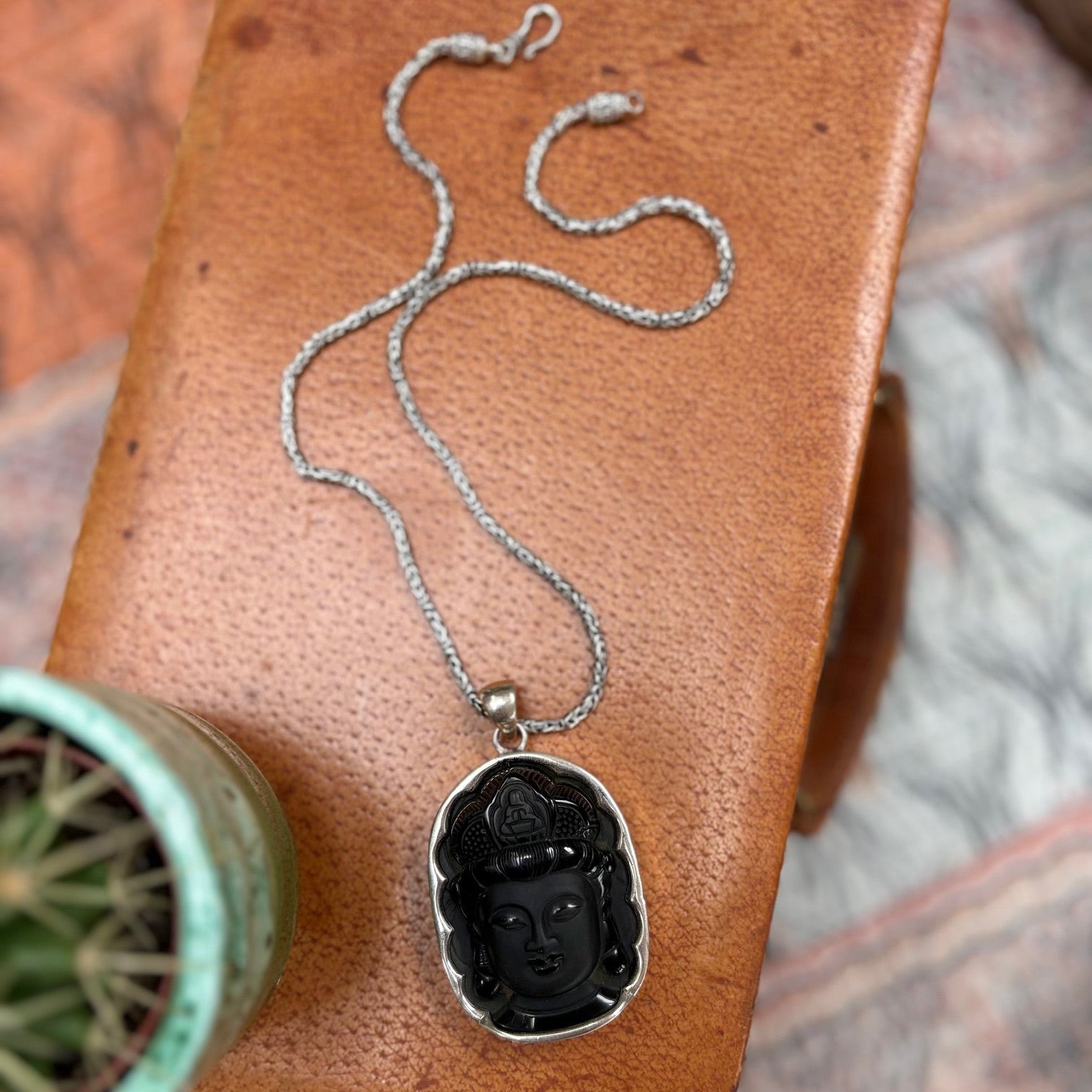 Beautiful Obsidian Budda Pendant