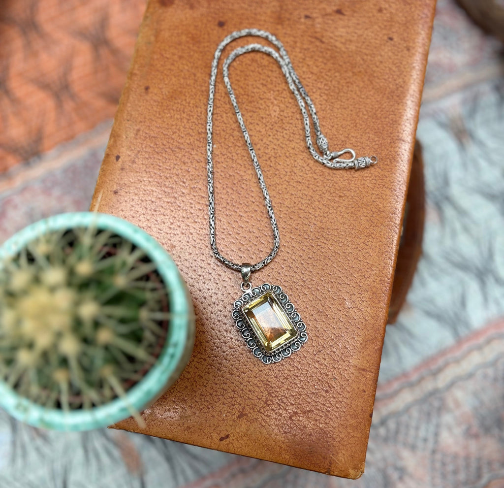 Rectangular Cut Citrine Pendant