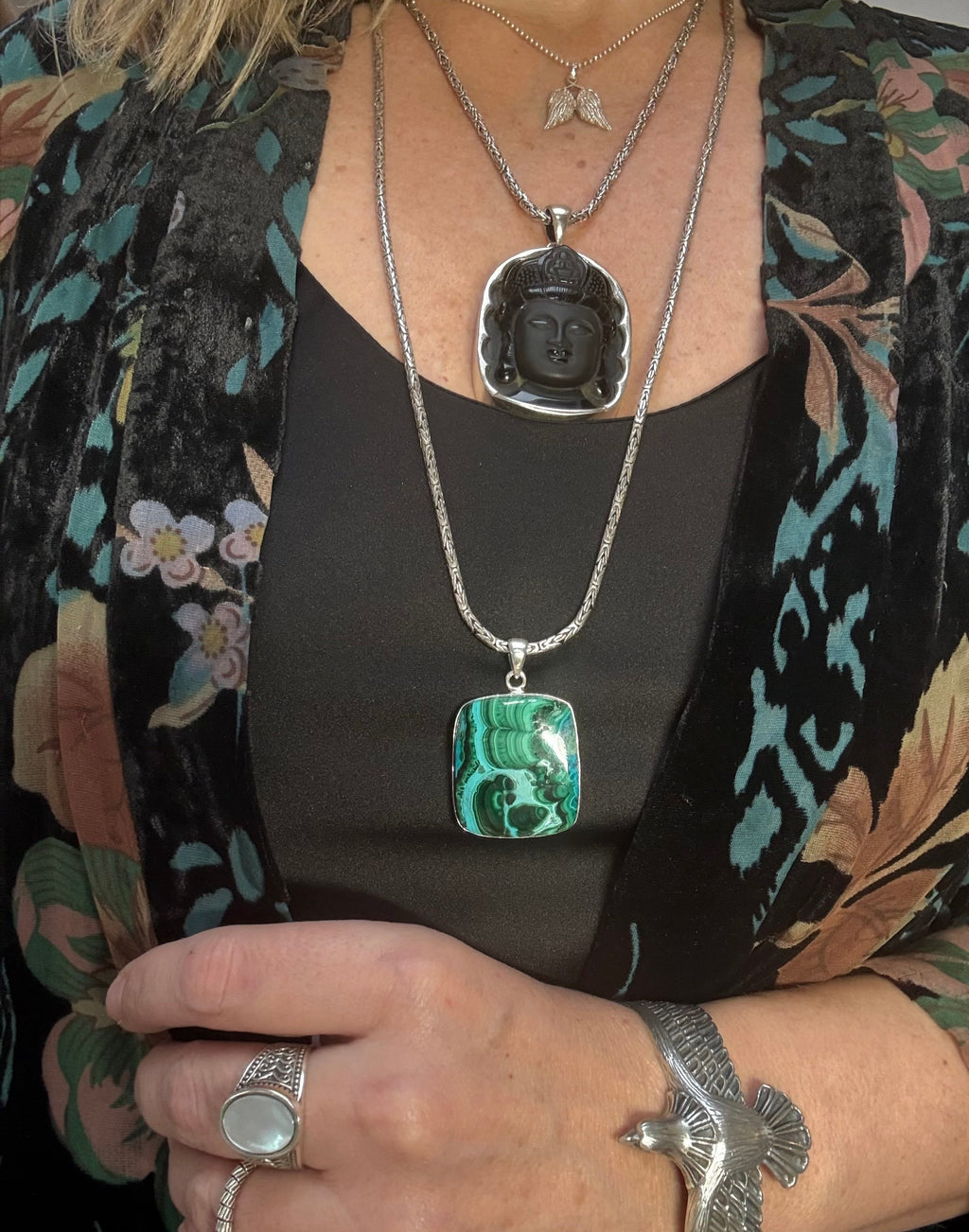 Beautiful Obsidian Budda Pendant