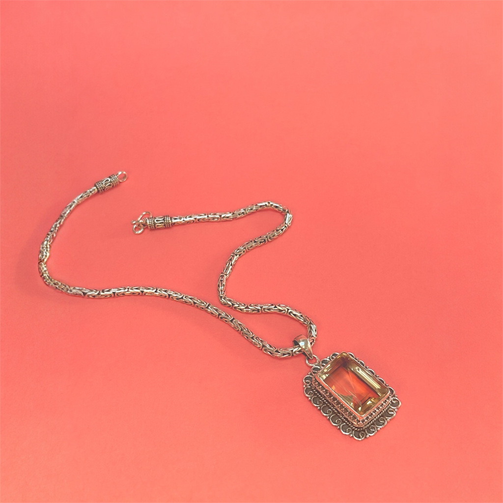 Rectangular Cut Citrine Pendant