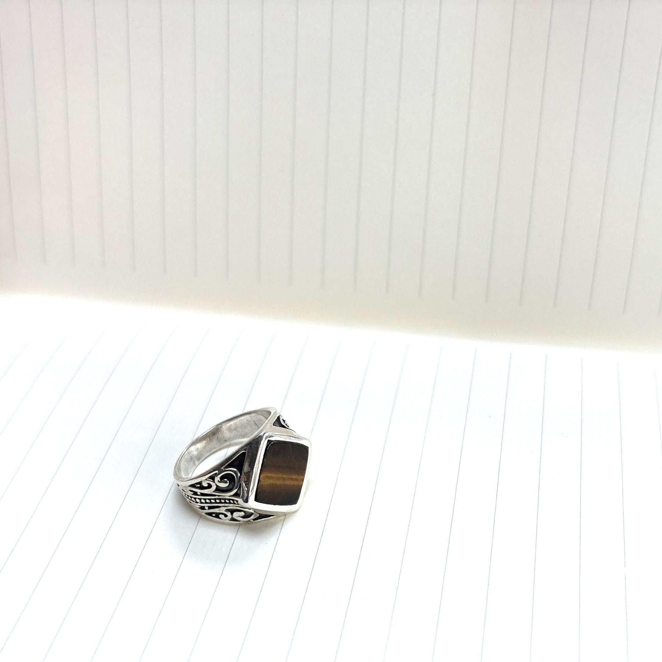 Tigers Eye Square Signet Ring