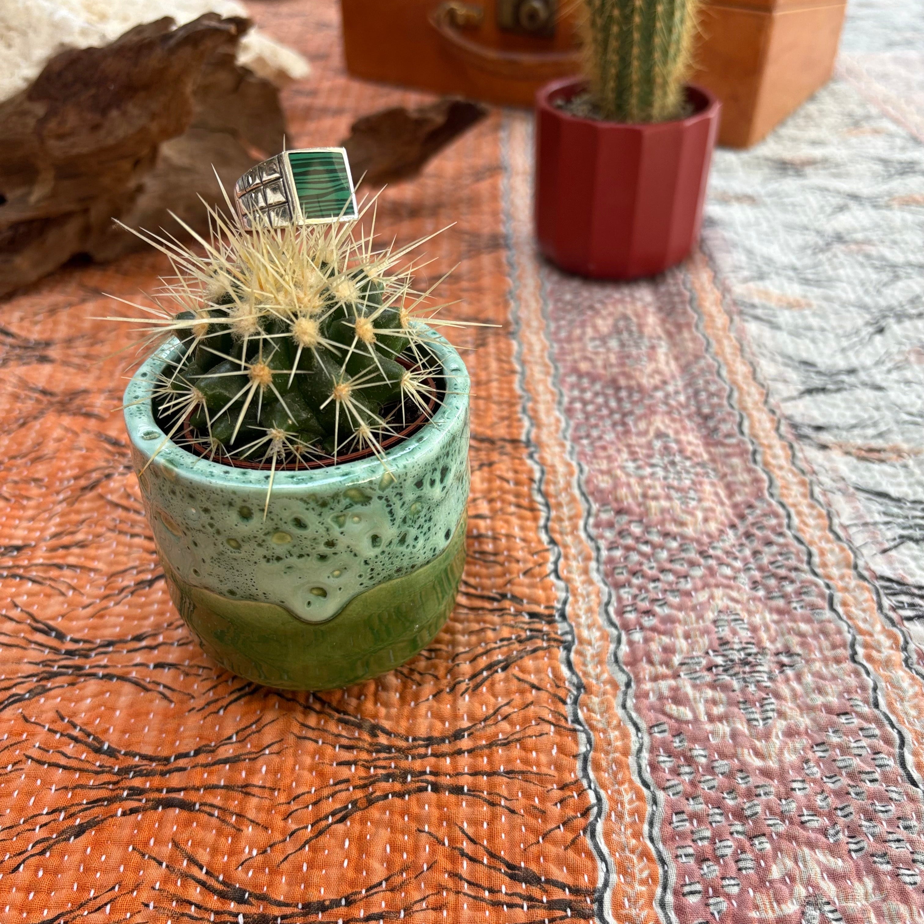 Malachite Square Signet Ring
