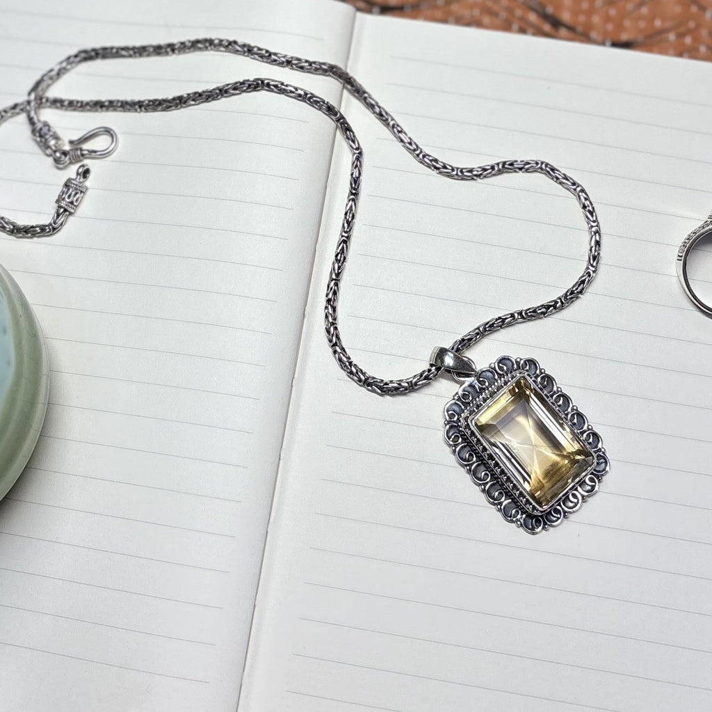 Rectangular Cut Citrine Pendant