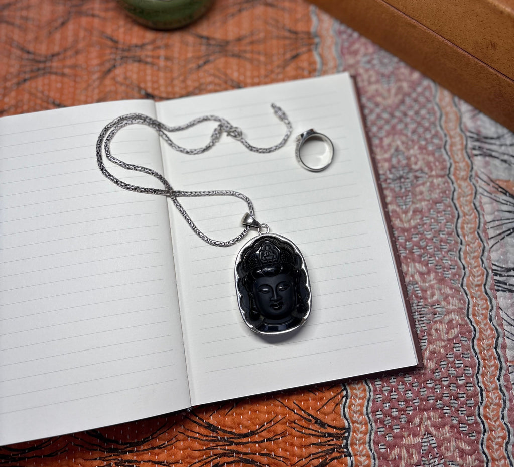 Beautiful Obsidian Budda Pendant