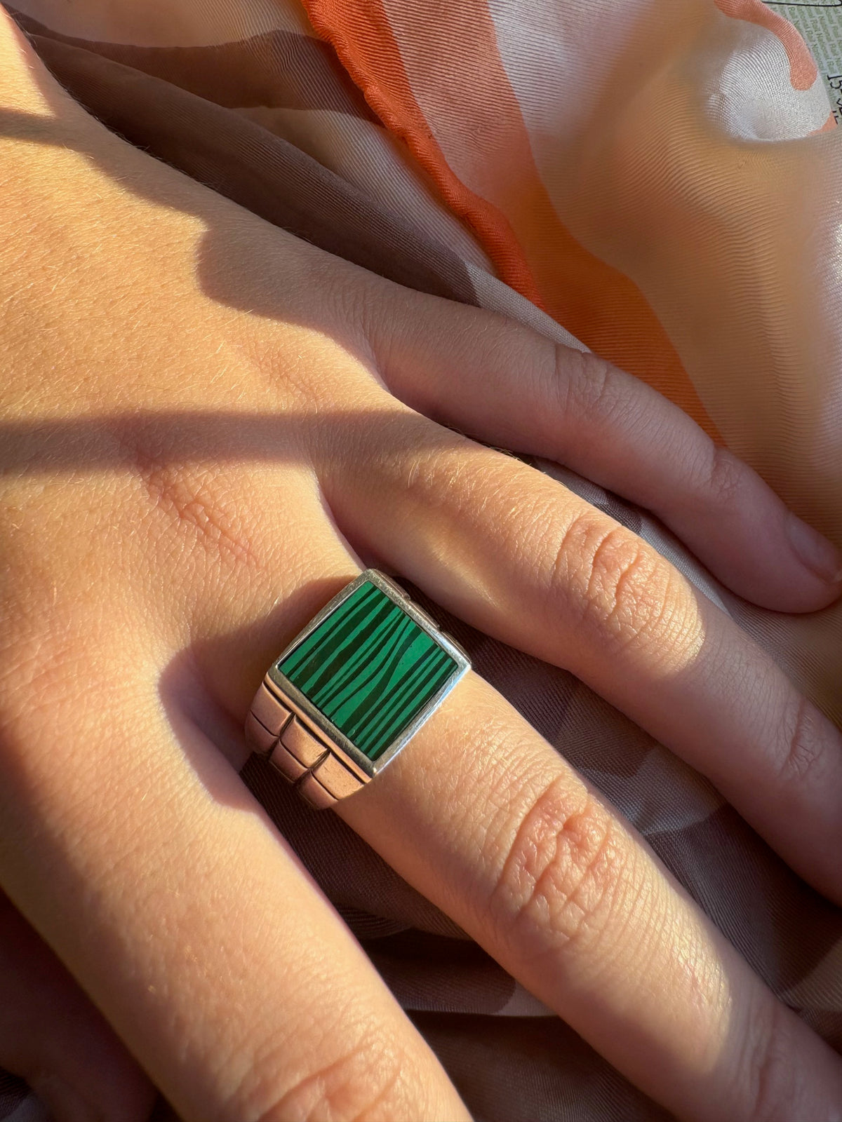 Malachite Square Signet Ring